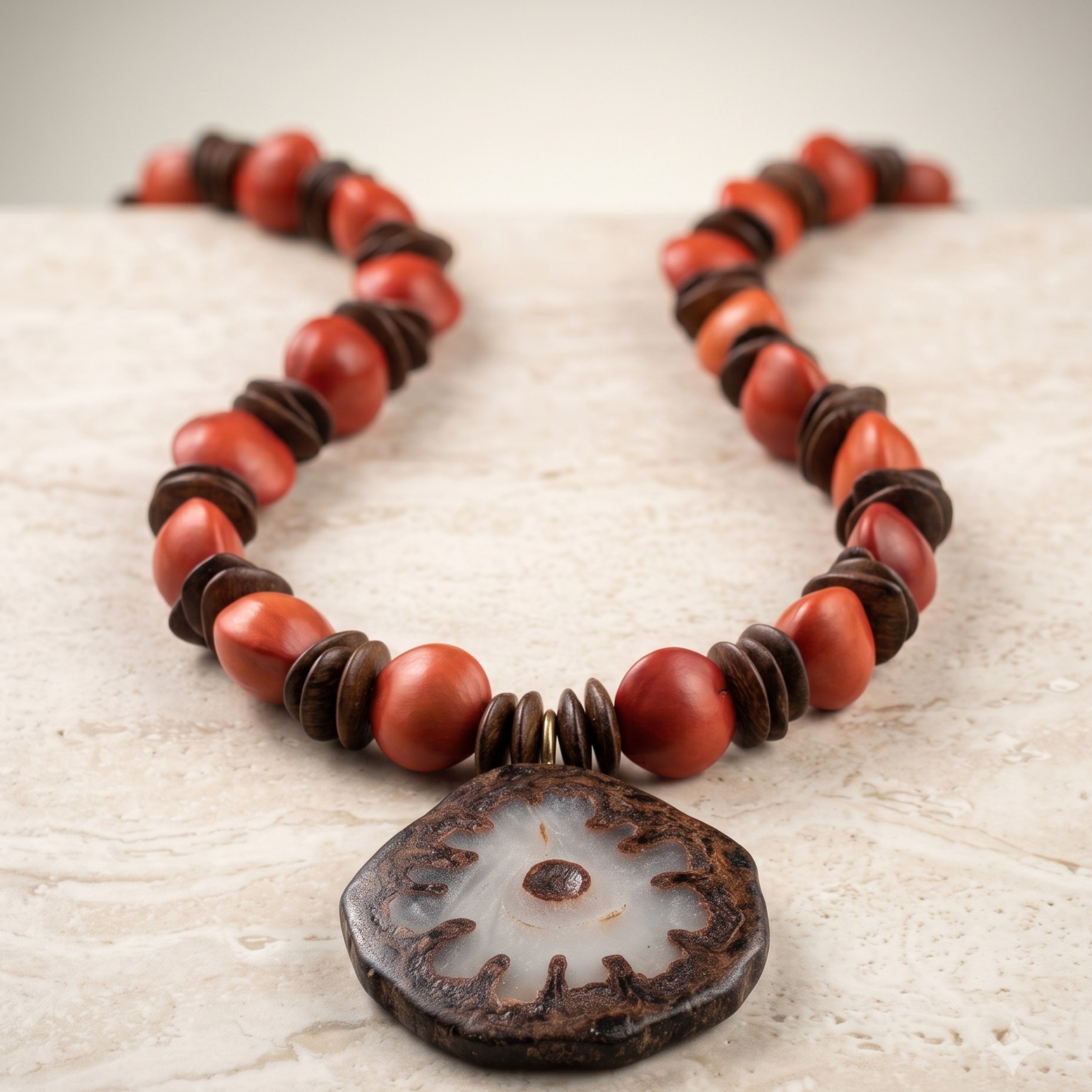 Handcrafted Seed and Stone Necklace