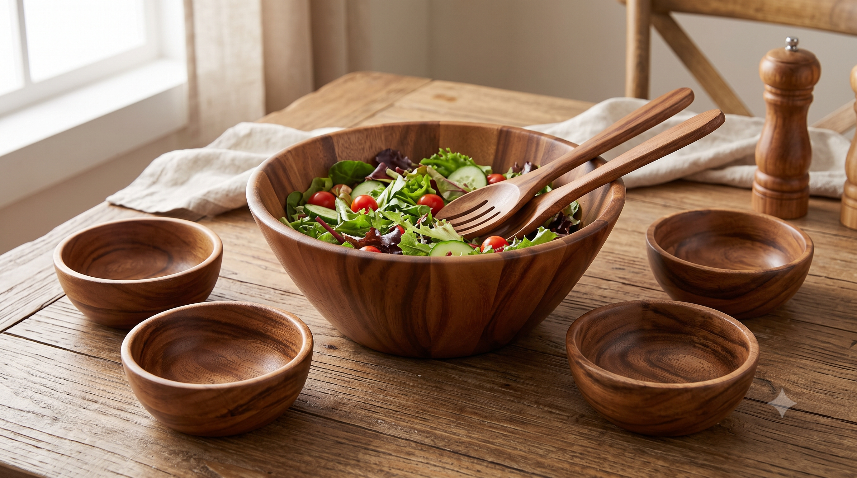 Wooden Salad Bowl Set