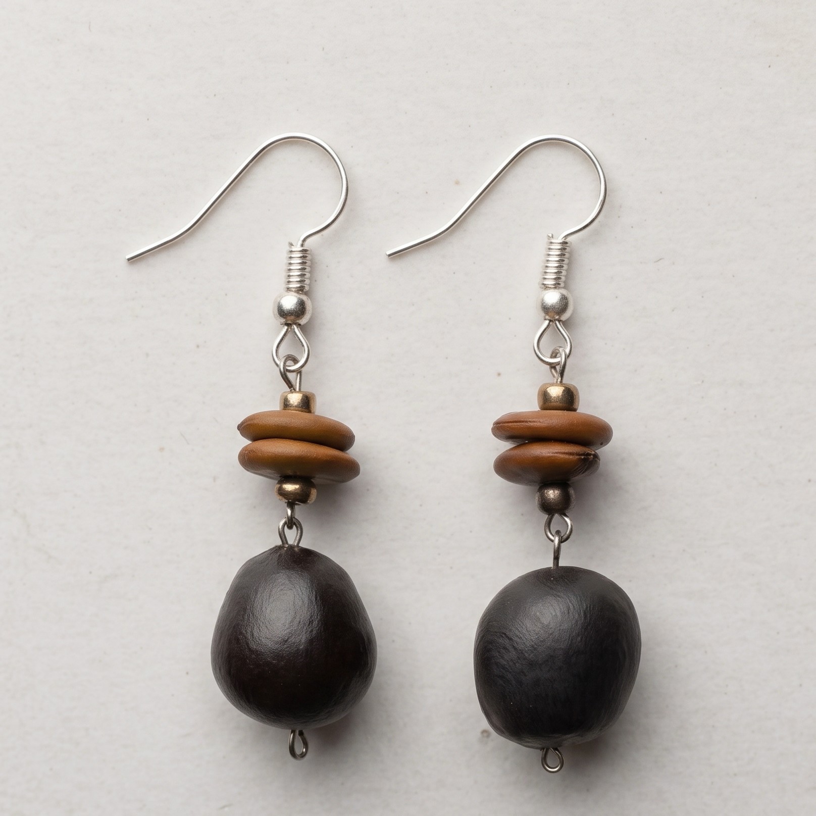 Handcrafted Seed and Stone Earrings